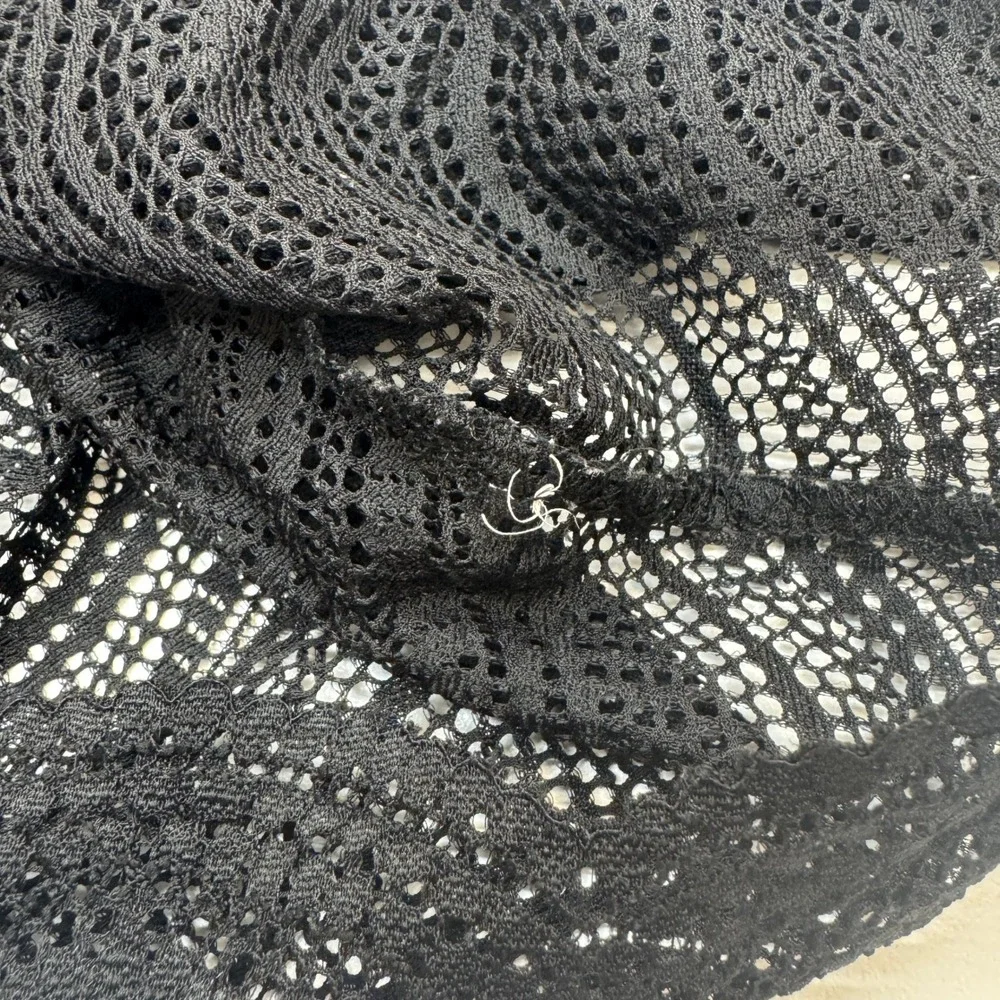 Zara Crop Top Womens Medium Black Lace Crochet Boho Goth Coquette